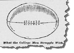 An example of the type of football future U.S. President Herbert Hoover forgot to bring to the first Stanford-Cal football game in November 1892. From the San Francisco Call. Available at the California Digital Newspaper Collection.